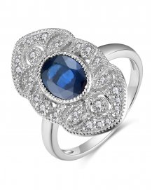 OVAL SAPPHIRE DIAMOND RING (TR4261)